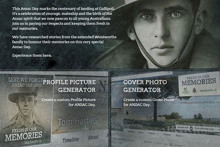 Woolworths Anzac Day Campaign Fresh in our memories website
